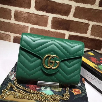 Gucci GG Marmont Matelasse mini Bag 474575 Green