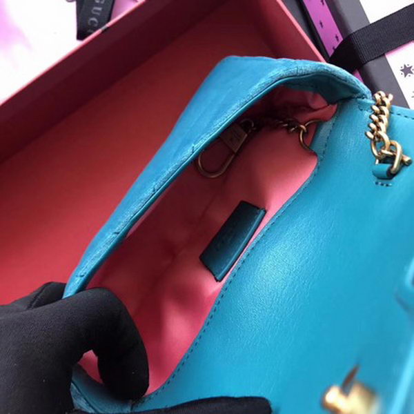 Gucci GG Marmont Velvet Super Mini Bag 476433 SkyBlue