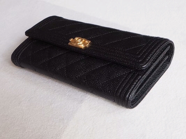 Chanel Boy Matelasse Long Wallet Calfskin Leather CHA5264 Black