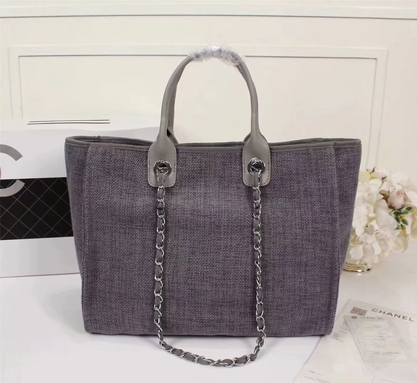 Chanel Canvas Leather Tote Shopping Bag 68047A