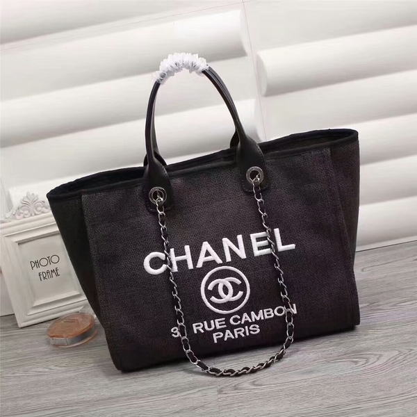 Chanel Canvas Leather Tote Shopping Bag 68047C