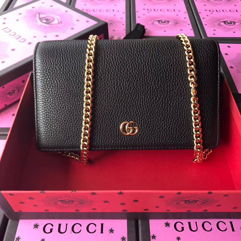 Gucci GG Marmont Original Calf leather Shoulder Bag 497985 black