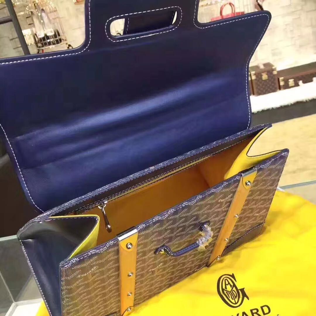 Goyard Y Doodling Calfskin Leather Tote Bag 9956 blue