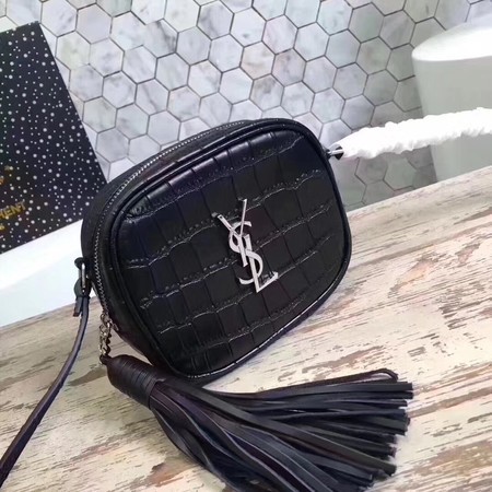 Yves Saint Laurent Crocodile Leather Shoulder Bag 5804 Black