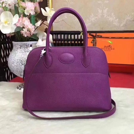 Hermes Bolide Original Leather Tote Bag B1007 Purple