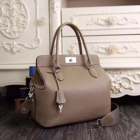 Hermes Toolbox Bag Original Togo Leather H3259 Light Grey