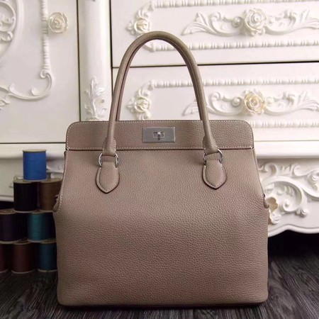 Hermes Toolbox Bag Original Togo Leather H3259 Light Grey