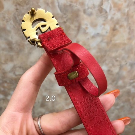 Gucci 2CM Leather Belt 414521 Red