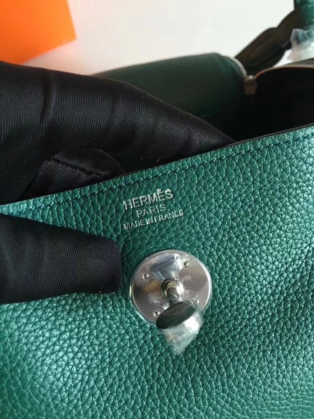 Hermes Lindy Original Togo Leather Bag 5086 Green