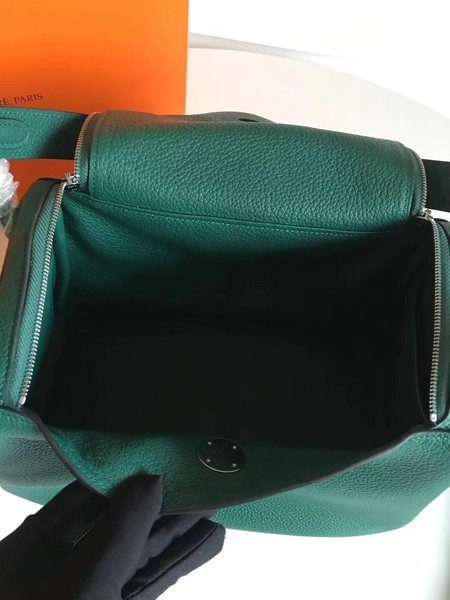 Hermes Lindy Original Togo Leather Bag 5086 Green