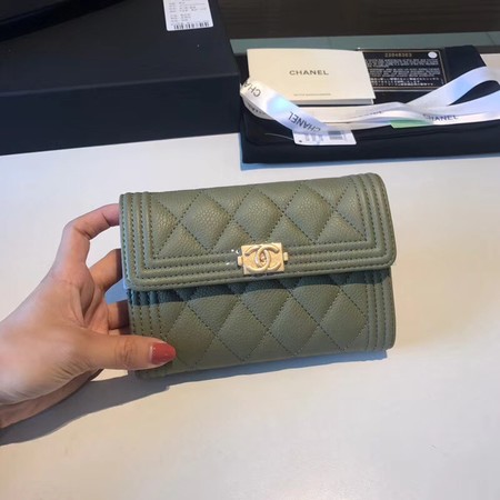 Chanel Boy Matelasse Caviar Calfskin Leather Wallet CHA5569 green