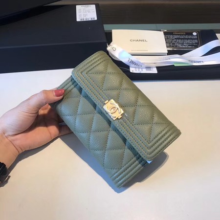 Chanel Boy Matelasse Caviar Calfskin Leather Wallet CHA5569 green