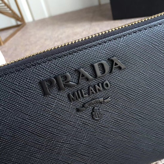 Prada Saffiano Leather Large Zippy Wallets 1MH317 black