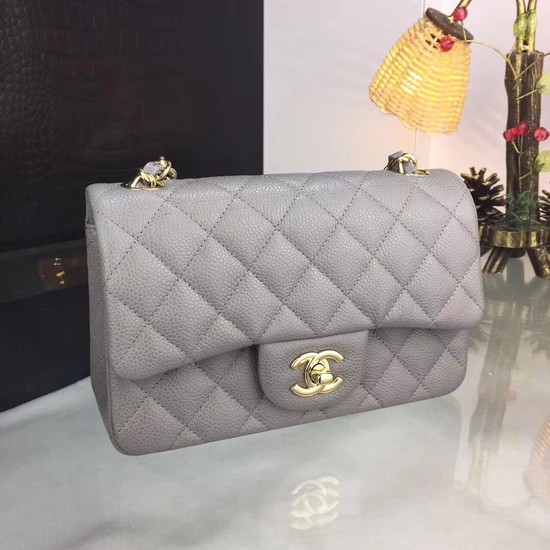 Chanel Original Caviar Leather Flap cross-body bag CF1116 Silver gray Gold chain