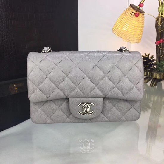 Chanel Original Caviar Leather Flap cross-body bag CF1116 Silver gray Silver chain