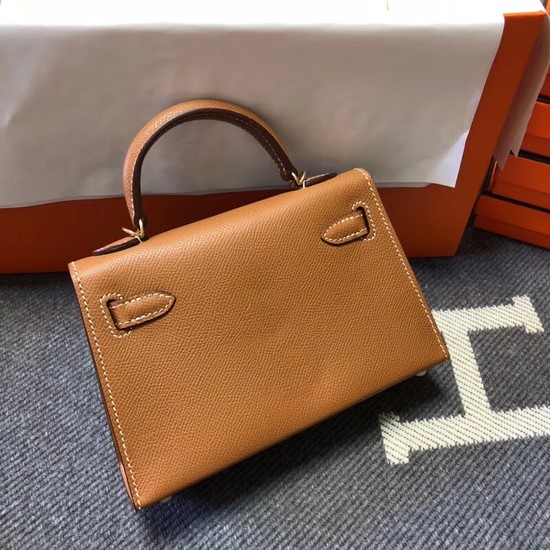 Hermes Kelly 20cm Tote Bag Original Epsom Leather KL20 Camel