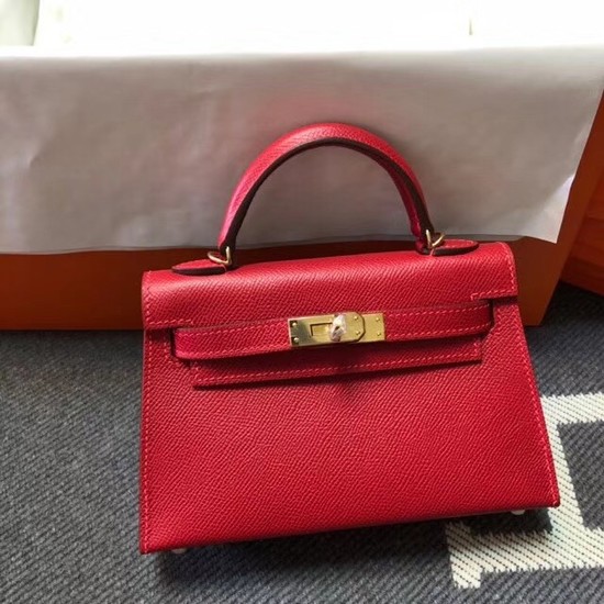 Hermes Kelly 20cm Tote Bag Original Epsom Leather KL20 red