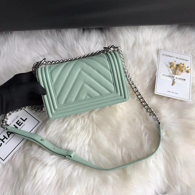 Chanel Leboy Original Caviar leather Shoulder Bag A67085 Light green silver chain