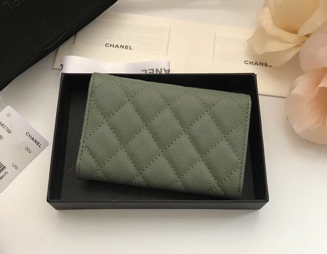 Chanel Classic Card Holder A31504 green gold-Tone Metal