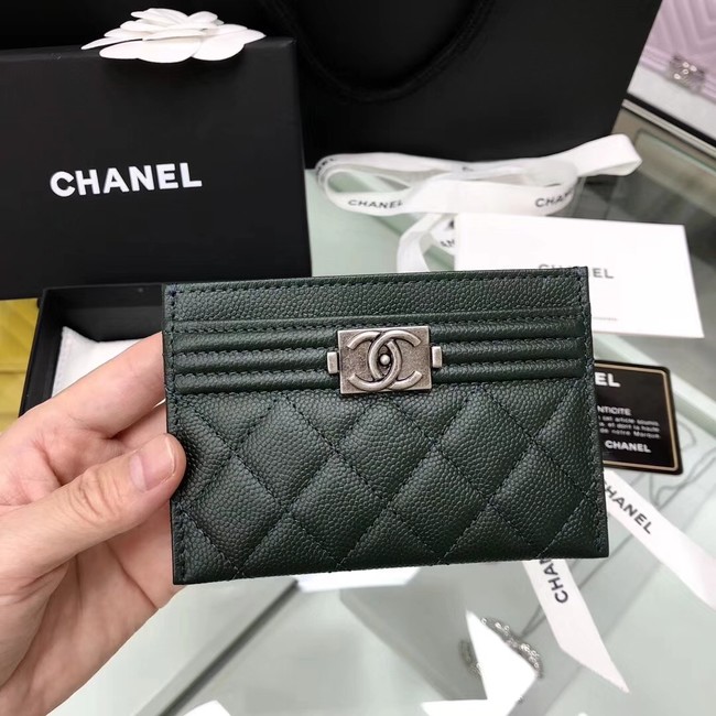 BOY CHANEL Card Holder A84431 Blackish green