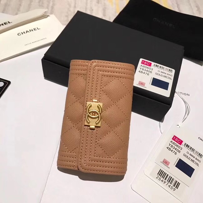 BOY CHANEL Card Holder A80603 Camel