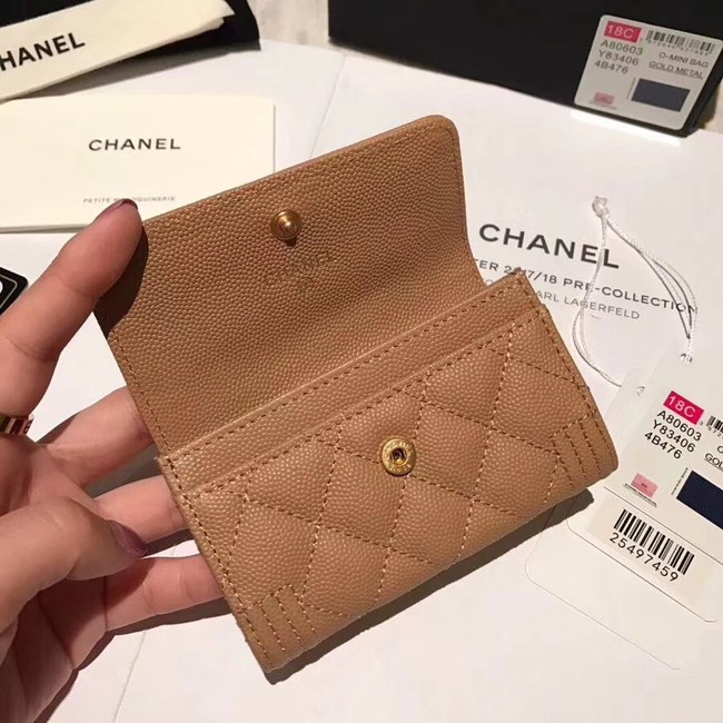 BOY CHANEL Card Holder A80603 Camel