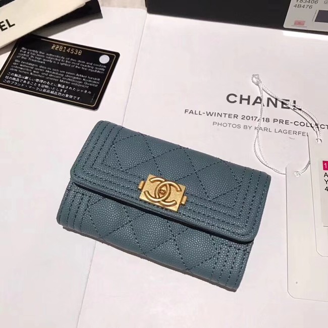 BOY CHANEL Card Holder A80603 blue