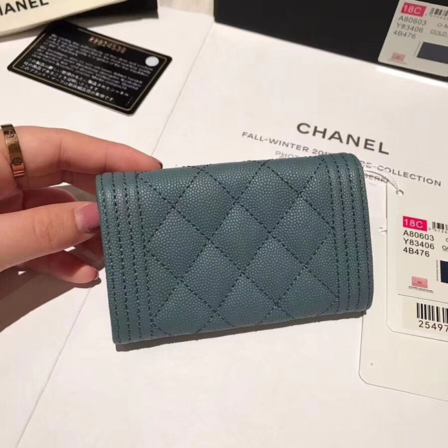 BOY CHANEL Card Holder A80603 blue