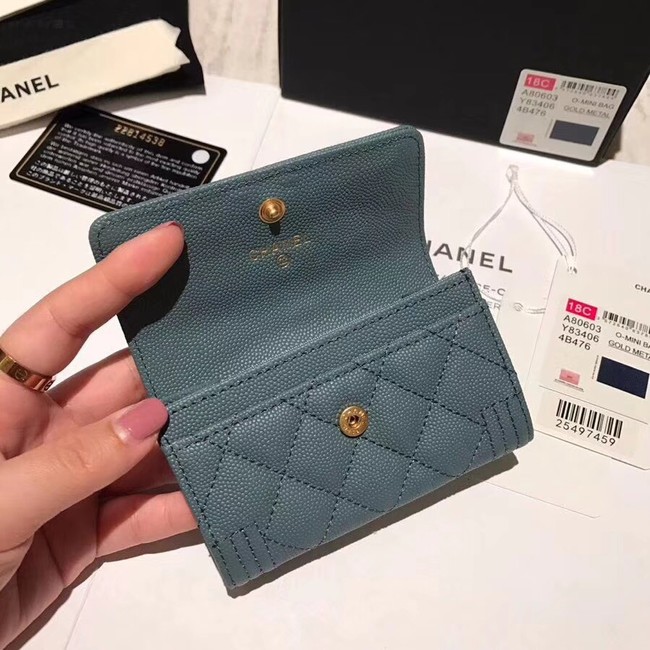 BOY CHANEL Card Holder A80603 blue