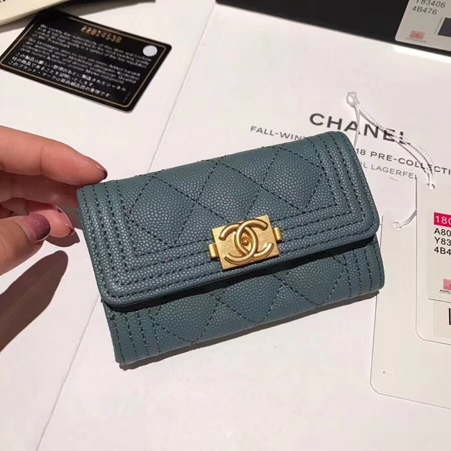 BOY CHANEL Card Holder A80603 blue