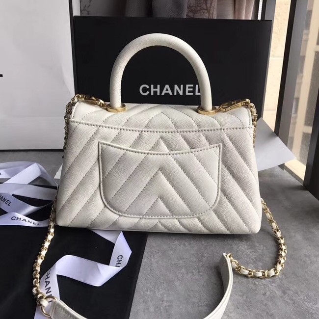 Chanel Small Flap Bag with Top Handle A92990 white