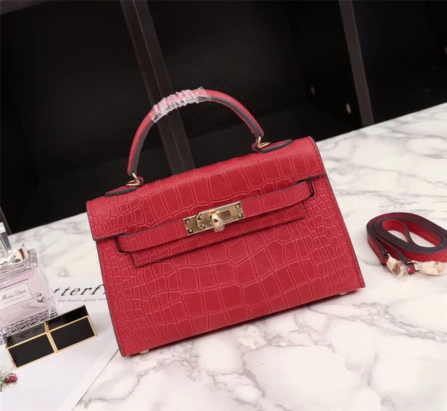 Hermes Kelly 19cm Tote Bag crocodile Leather KL19 red