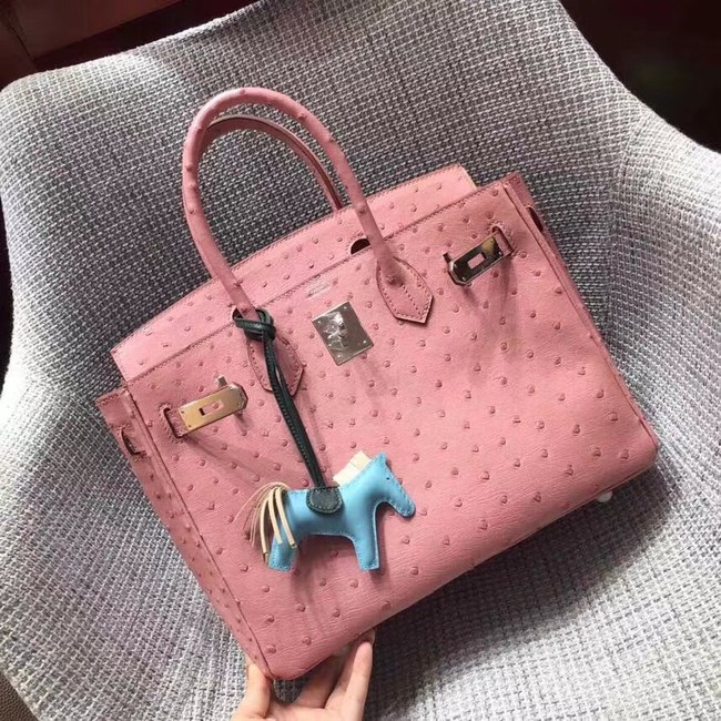 Hermes Real ostrich leather birkin bag BK35 pink