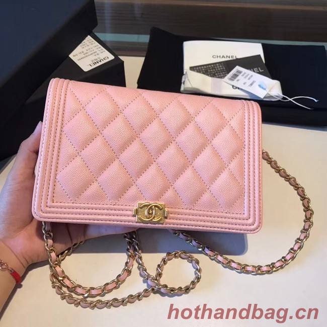 BOY CHANEL Original Wallet on Chain A80287 Pink