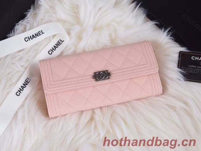 BOY CHANEL Flap Wallet A80286 pink silver-Tone Metal