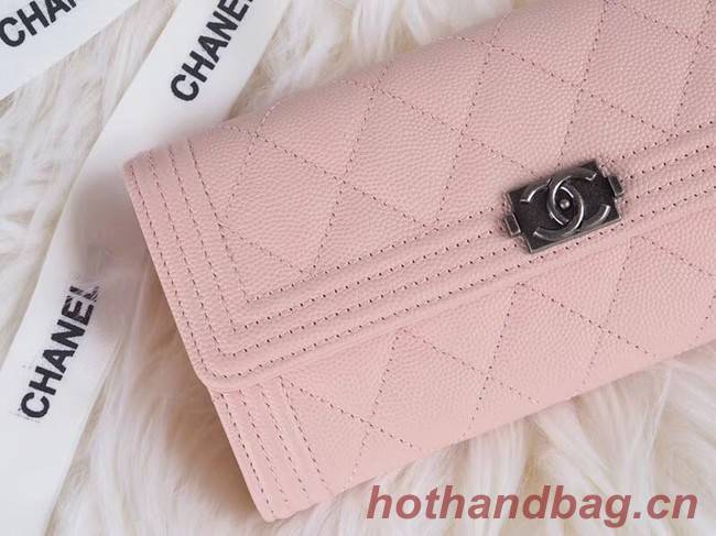 BOY CHANEL Flap Wallet A80286 pink silver-Tone Metal