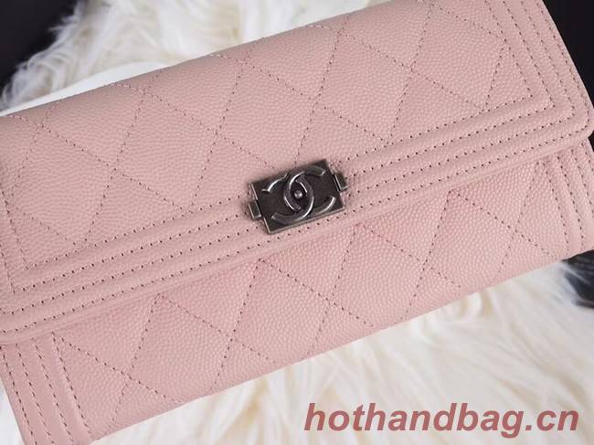 BOY CHANEL Flap Wallet A80286 pink silver-Tone Metal