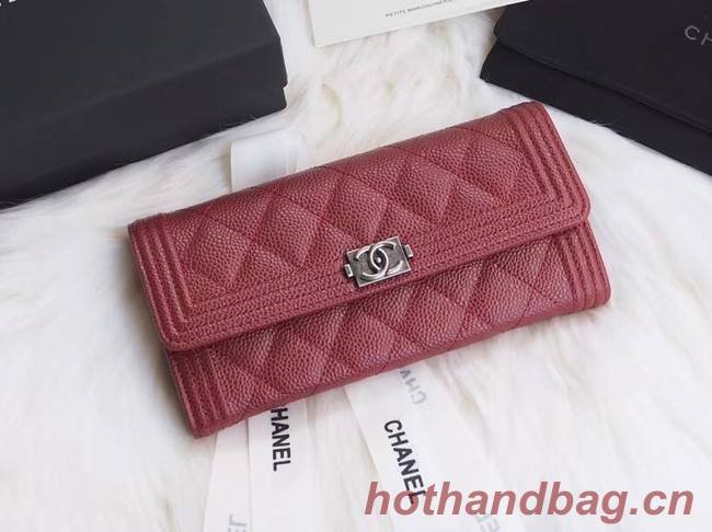 BOY CHANEL Flap Wallet A80286 red silver-Tone Metal