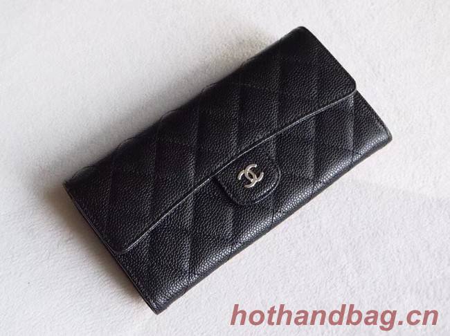 Chanel Classic Flap Wallet A31506 black silver-Tone Metal