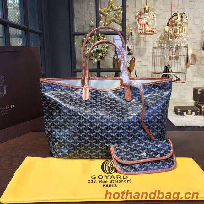 Goyard Y Doodling Calfskin Leather Tote Bag 36987 dark blue