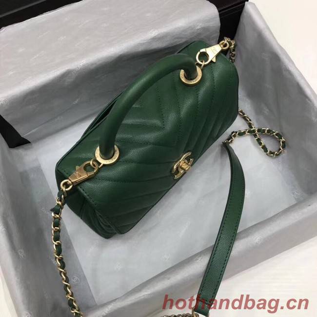 Chanel Small Flap Bag with Top Handle A92990 green