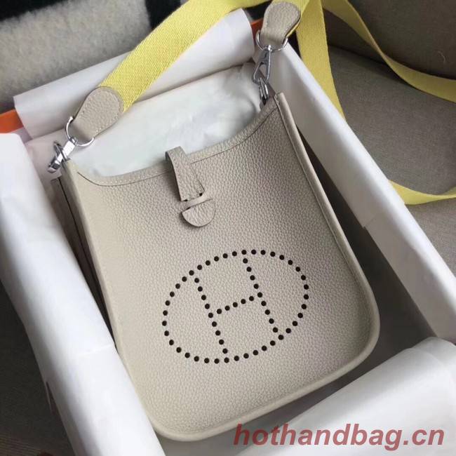 Hermes Evelyne original togo leather mini Shoulder Bag H15698 light gray