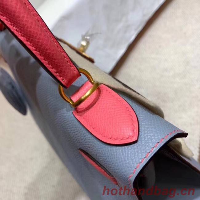 Hermes Kelly 28cm Shoulder Bags Epsom Leather KL28 blue&Pink