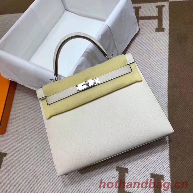 Hermes Kelly 28cm Shoulder Bags Epsom Leather KL28 creamy-white