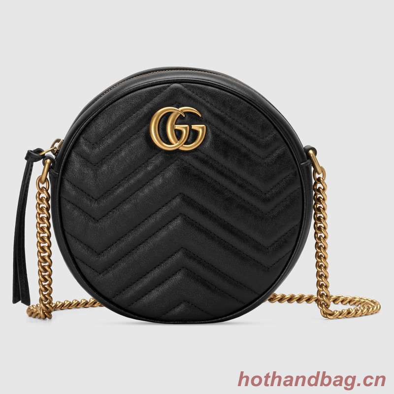 Gucci GG Marmont mini round shoulder bag 550154 black