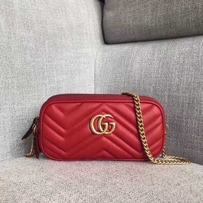 Gucci GG Marmont mini chain bag 546581 red