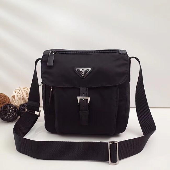 Prada Nylon and leather shoulder bag BT8994 black