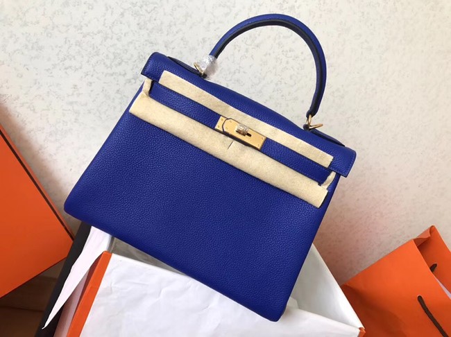 Hermes original Togo leather kelly bag KL320 blue