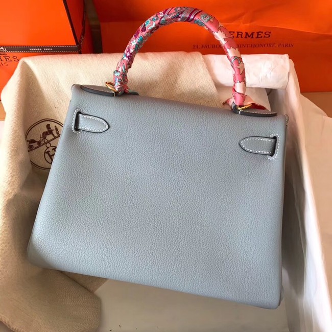 Hermes original Togo leather kelly bag KL320 light blue