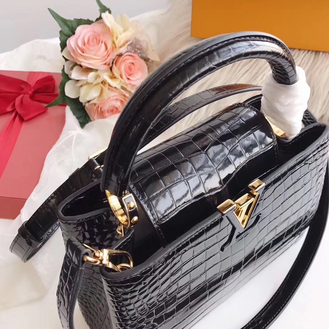 Louis vuitton original crocodile CAPUCINES PM M94587 black